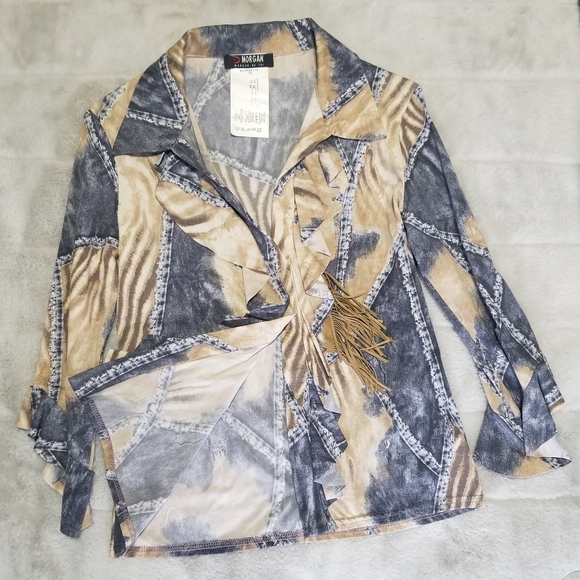 Morgan de Toi Shirt V- neckline Size M - Picture 2 of 8